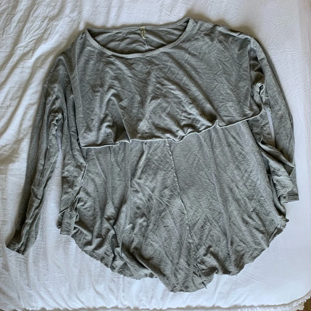 Free People Gray Washed Cropped Lounge Top and Shorts Set - Picture 6 of 12